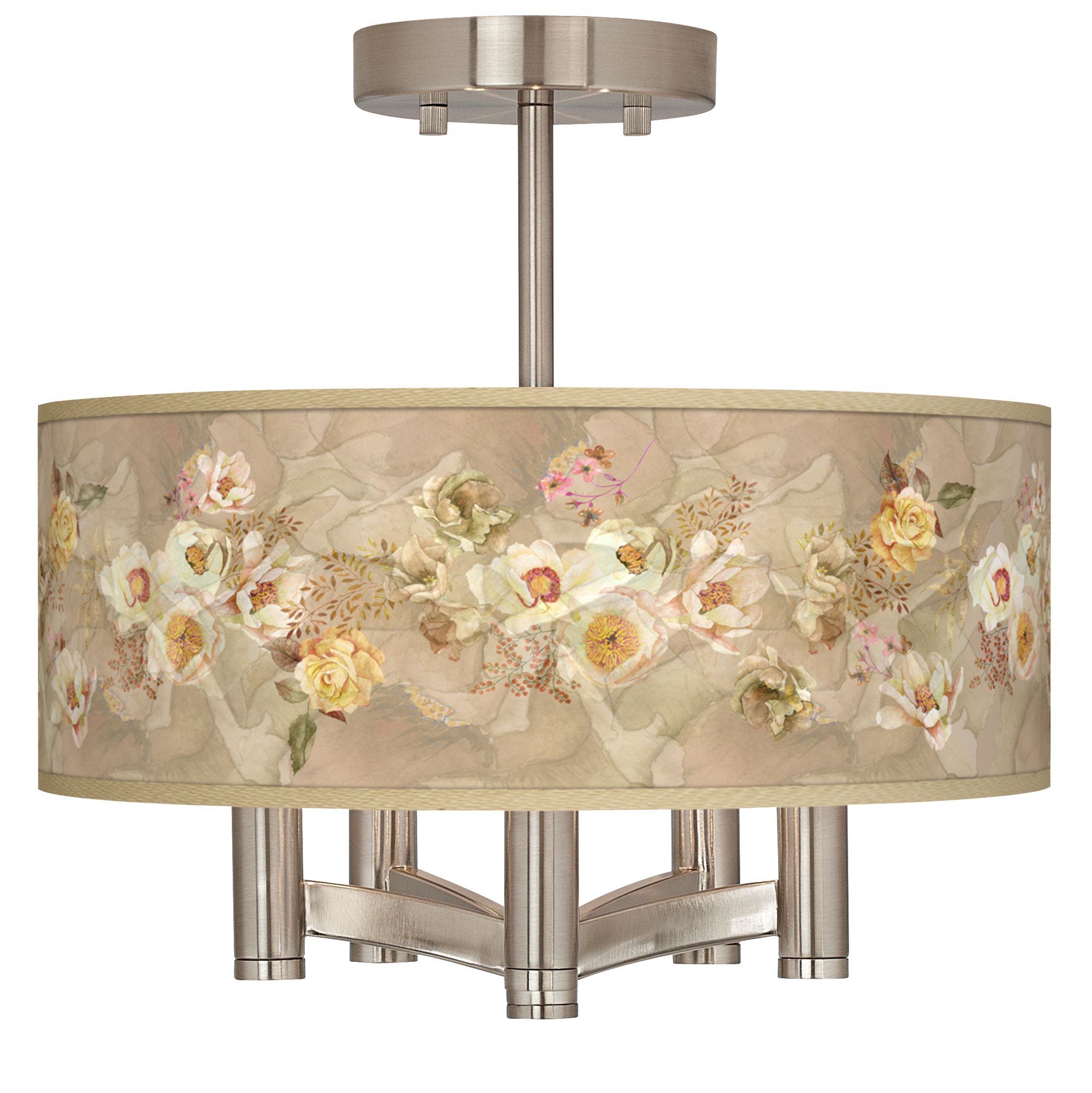 Floral Spray Ava 5-Light Nickel Ceiling Light