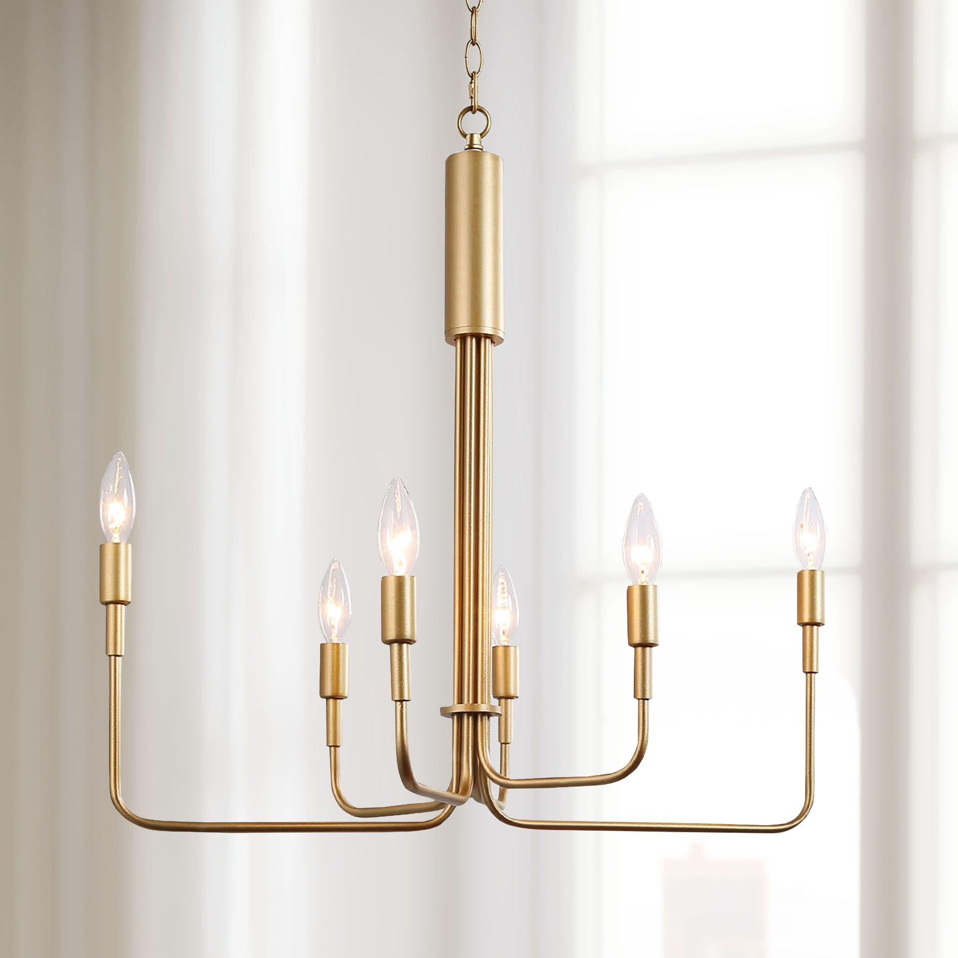 Sarla 25" Wide Gold Metal 6-Light Chandelier