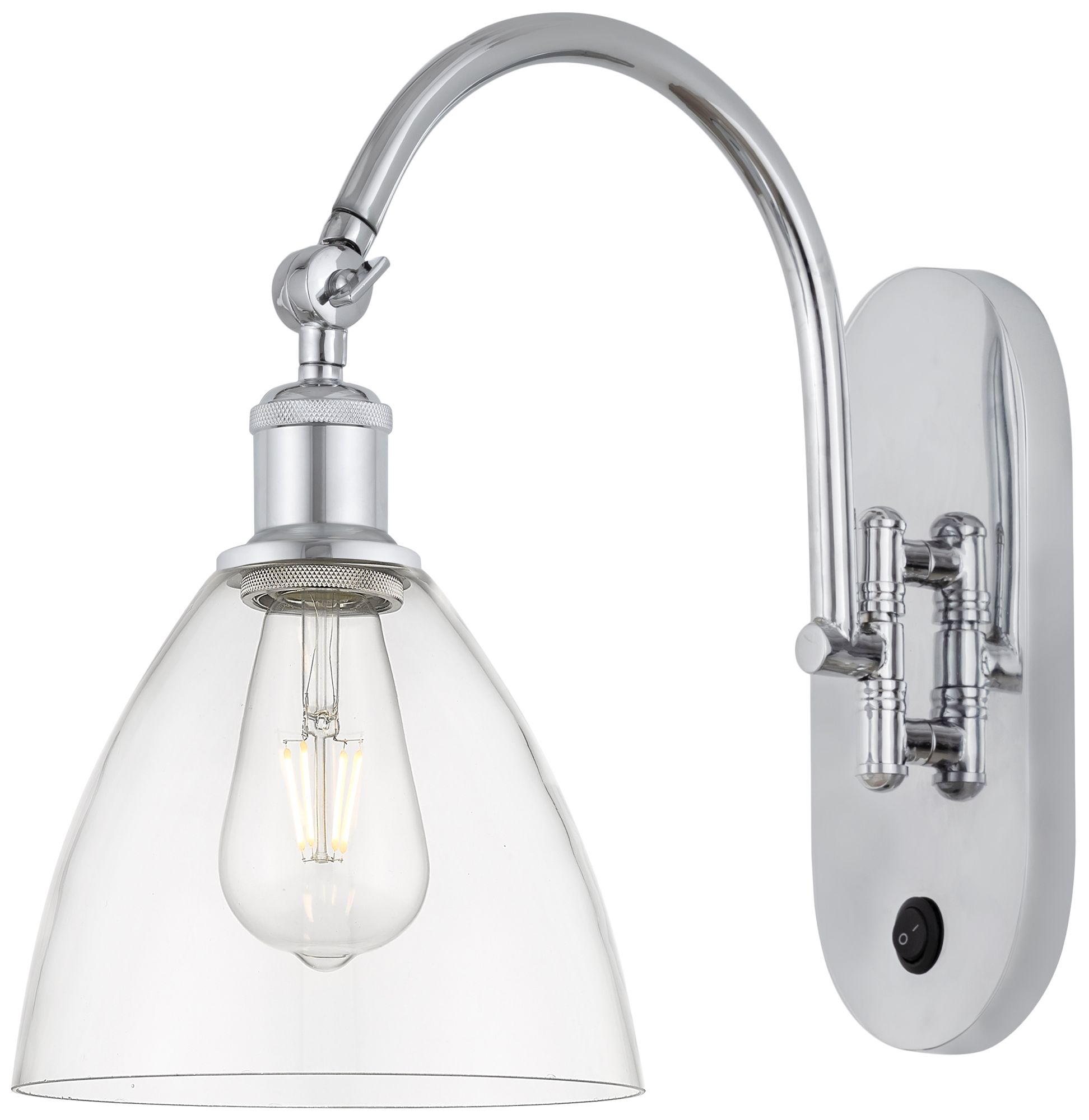 Ballston Bristol Glass 8" Incandescent Sconce - Chrome Finish - Clear