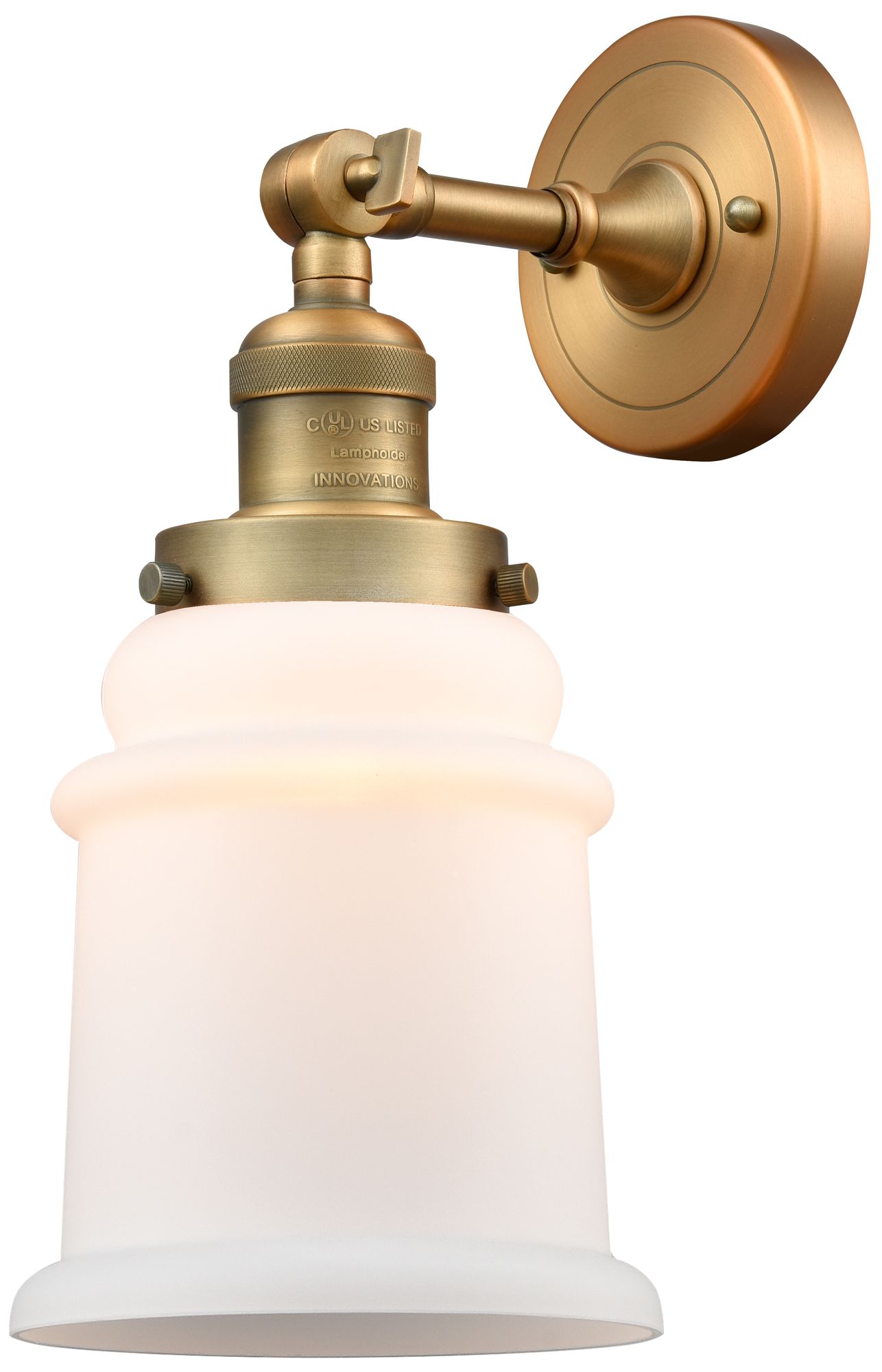 Canton 11" High Brushed Brass Sconce w/ Matte White Shade