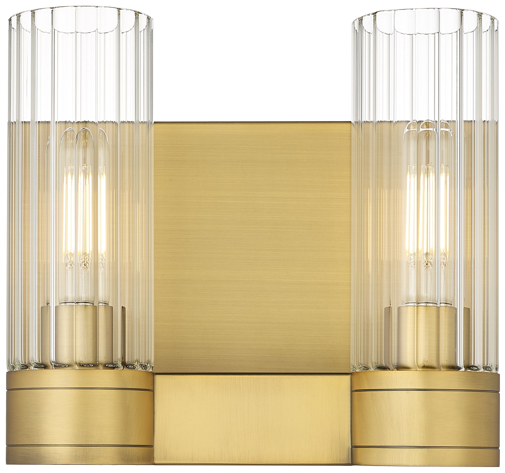 Empire 9.5" High 2 Light Brushed Brass Sconce With Clear Shade