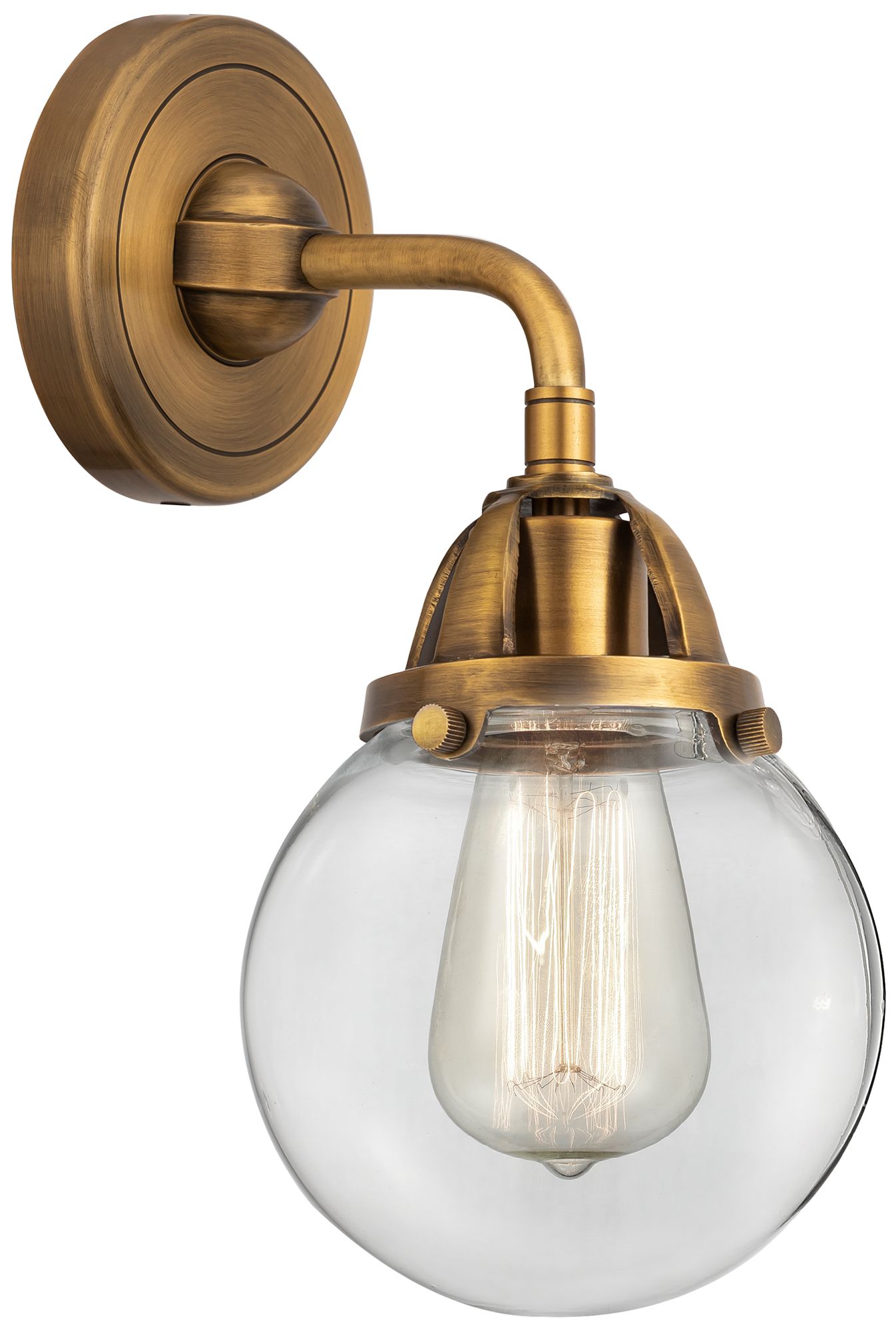 Nouveau 2 Beacon 6" LED Sconce - Brass Finish - Clear Shade