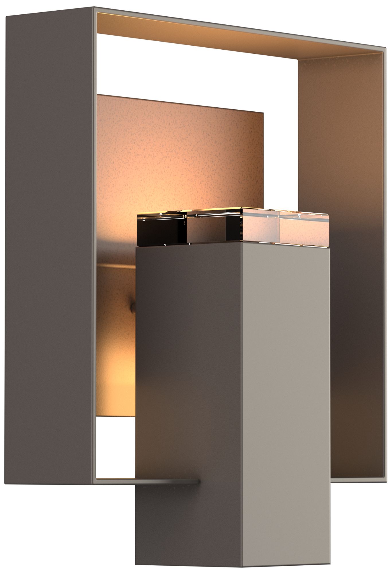 Shadow Box Outdoor Sconce - Smoke Finish - Bronze Accents - Clear Glass