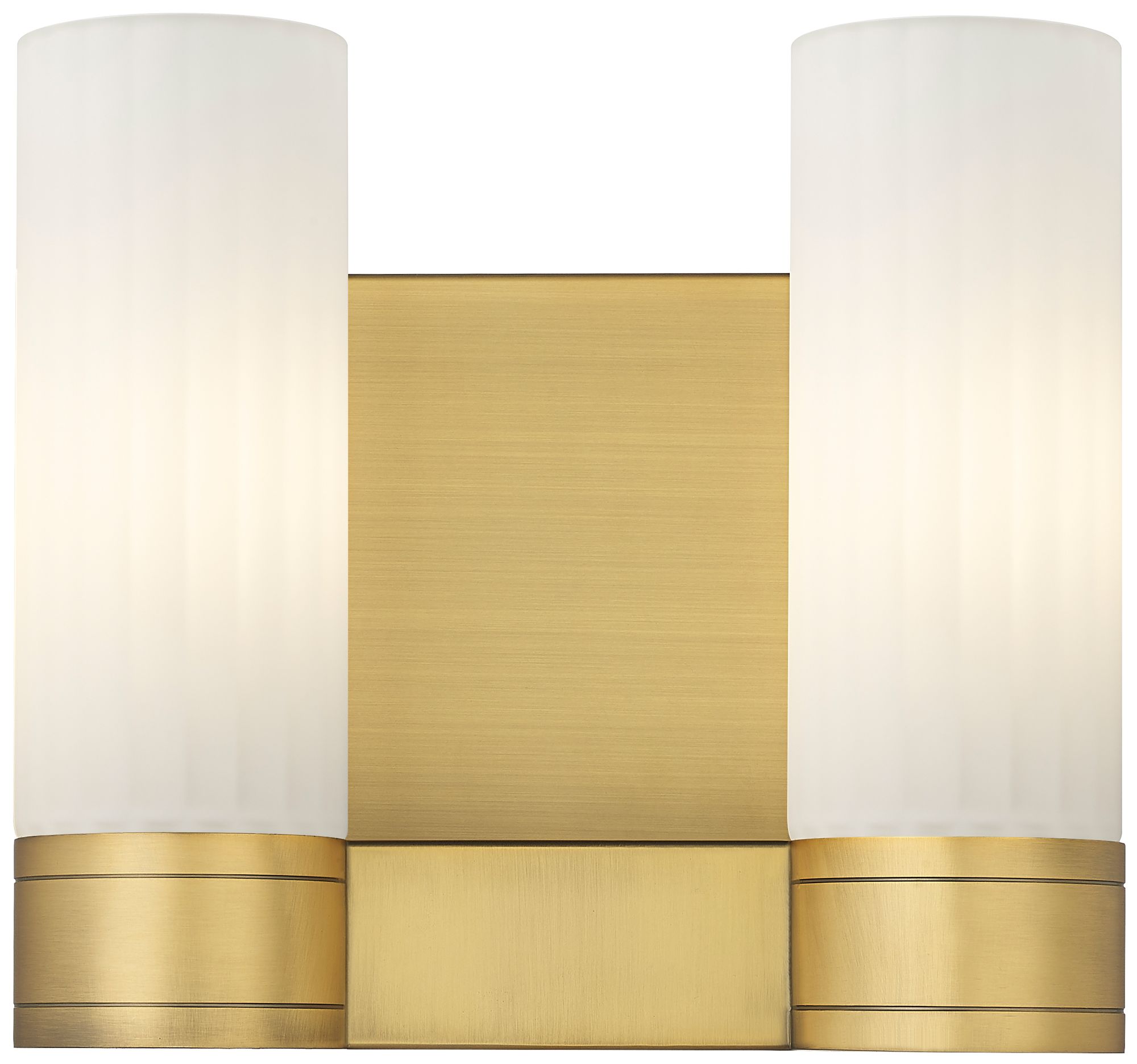 Empire 9.5" High 2 Light Brushed Brass Sconce With White Shade