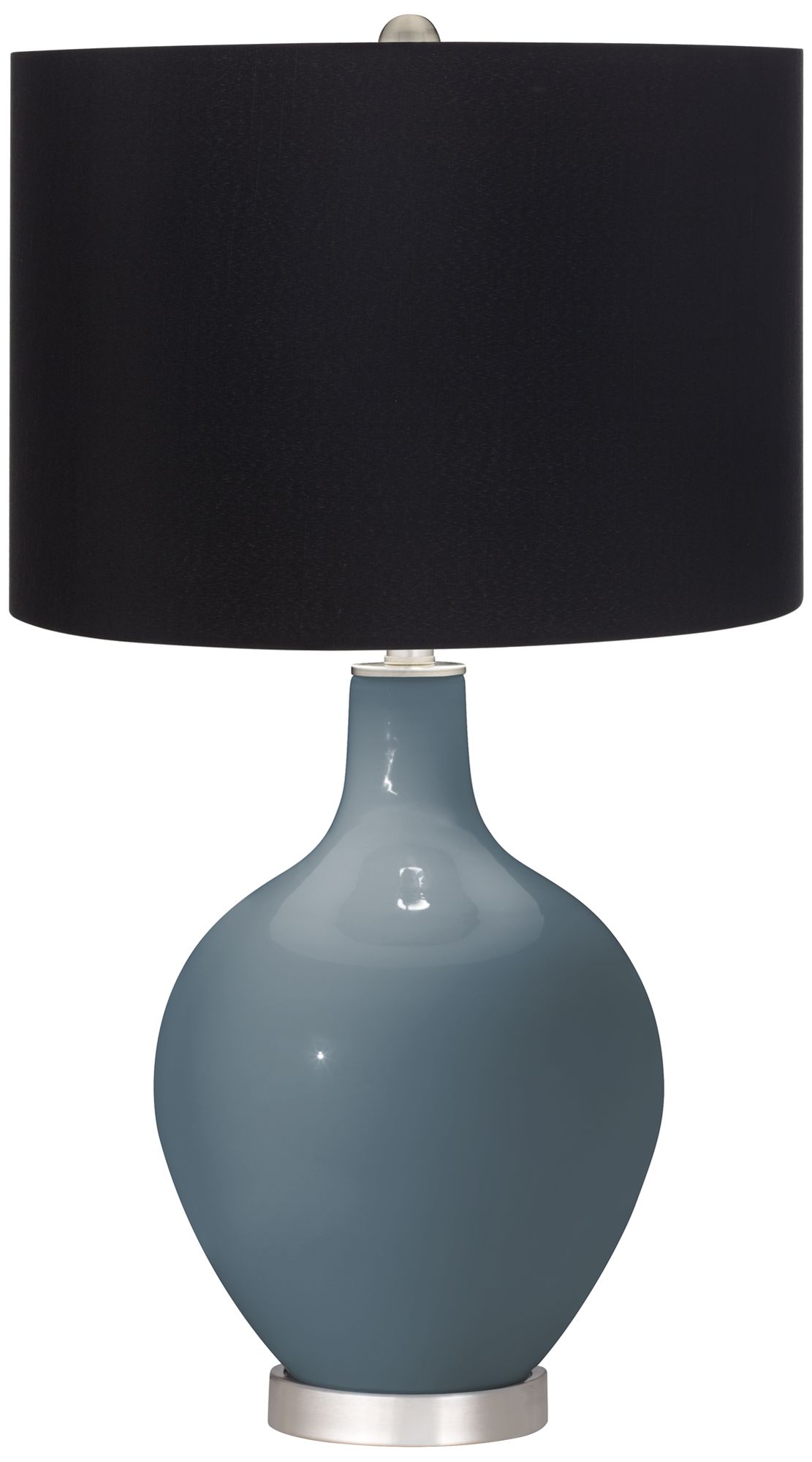 Smoky Blue Ovo Table Lamp with Black Shade