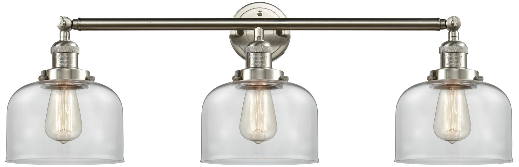 Bell 3 Light 32" LED Bath Light - Brushed Satin Nickel - Clear Shade