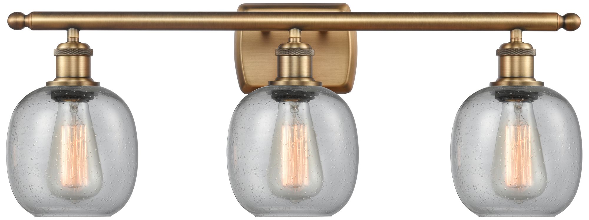 Belfast 26" 3-Light Brushed Brass Bath Light w/ Seedy Shade