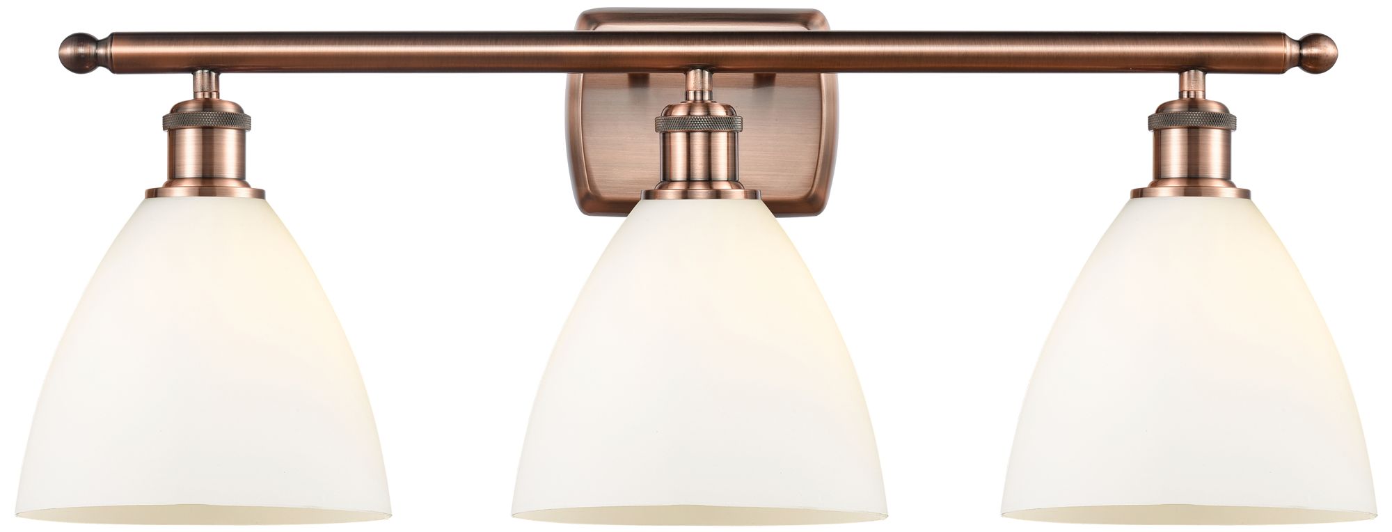 Bristol Glass 3 Light 28" LED Bath Light - Copper - White Shade