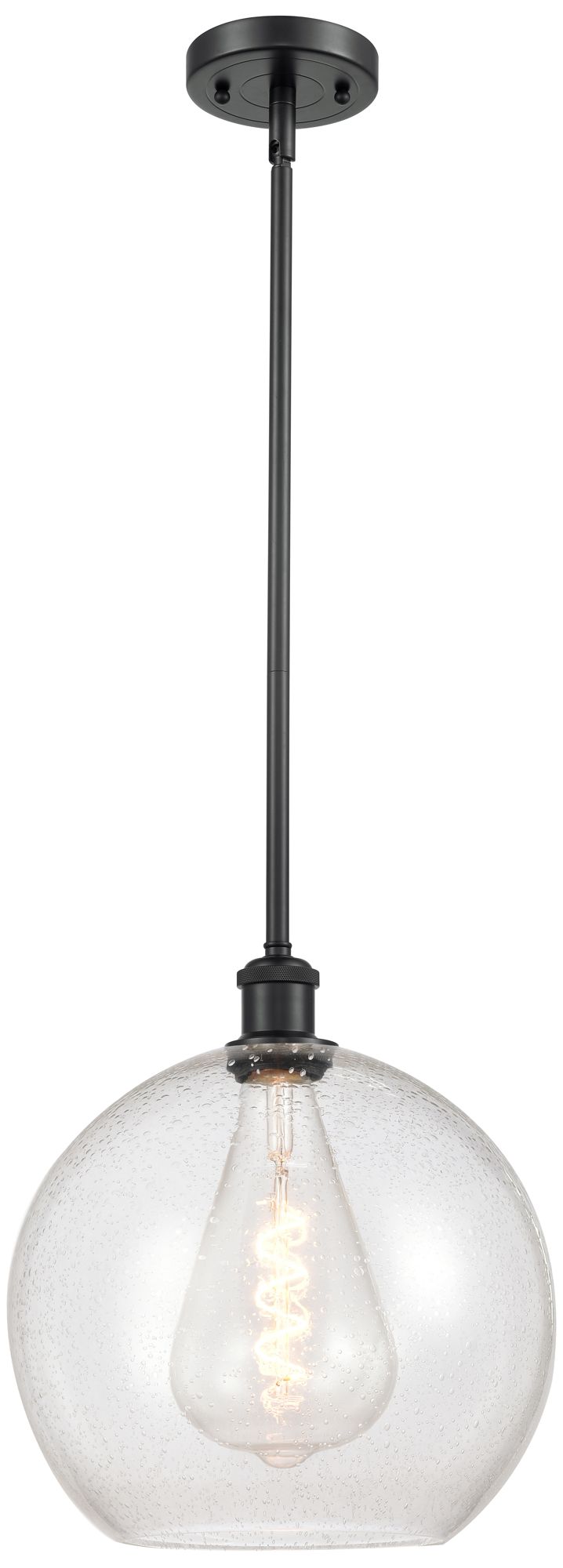 Athens 12" LED Mini Pendant - Matte Black - Seedy Shade