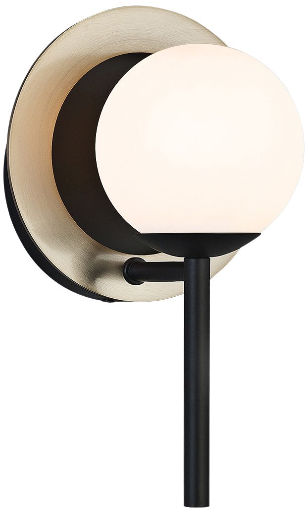 Fusion? Halo 9 1/2"H Black and Brass LED Wall Sconce