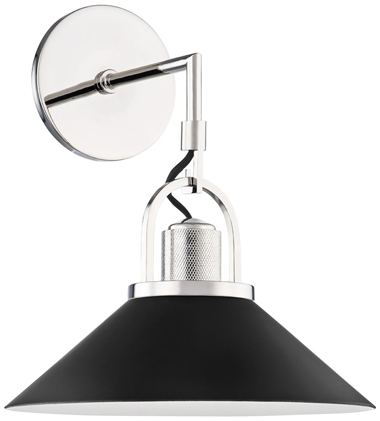 Syosset 14" High Polished Nickel and Black Wall Sconce