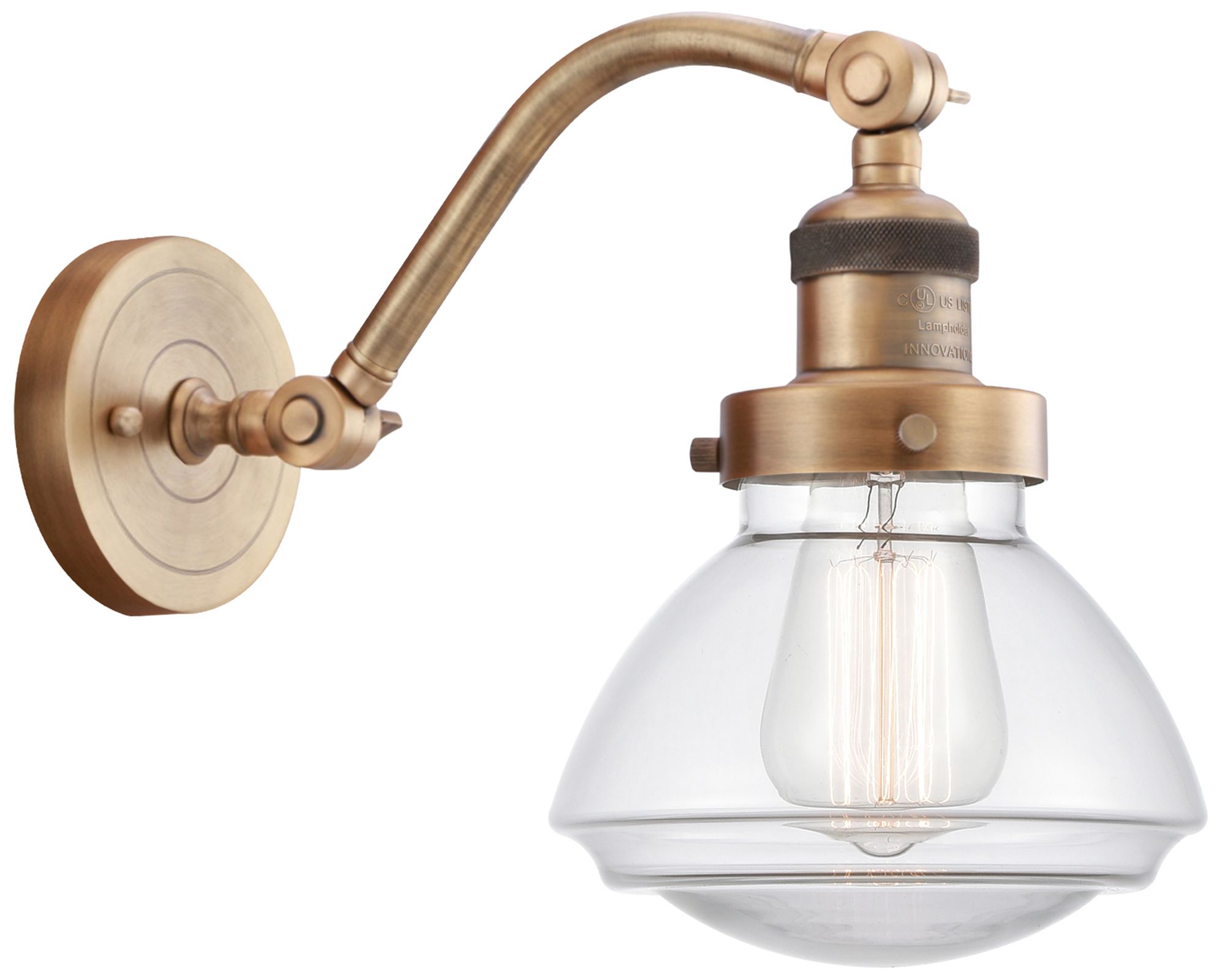 Olean 7" Brushed Brass Sconce w/ Clear Shade