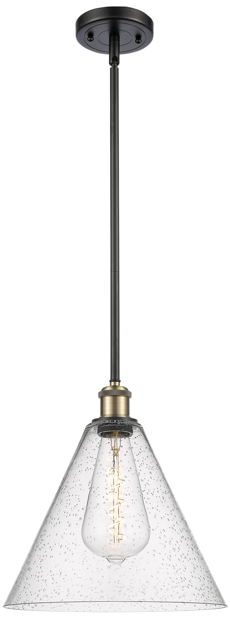 Berkshire 12" LED Mini Pendant - Black Antique Brass - Seedy Shade