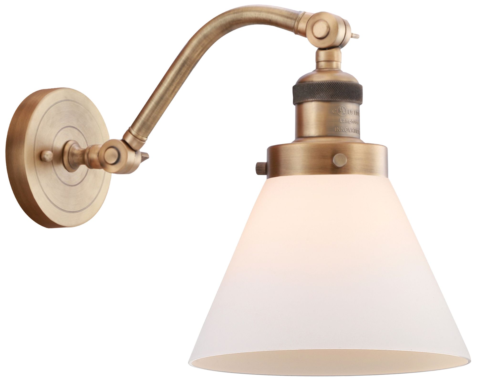 Cone 8" Brushed Brass Sconce w/ Matte White Shade