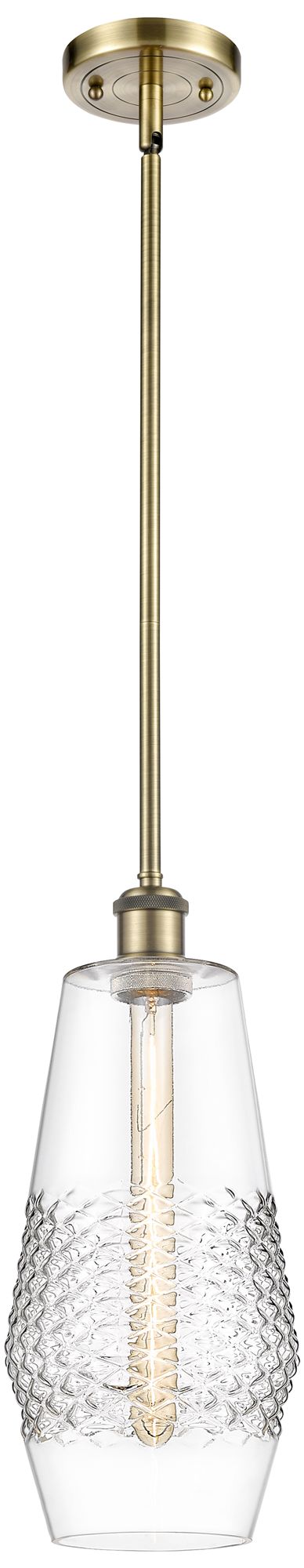 Windham 7" LED Mini Pendant - Antique Brass - Clear Shade