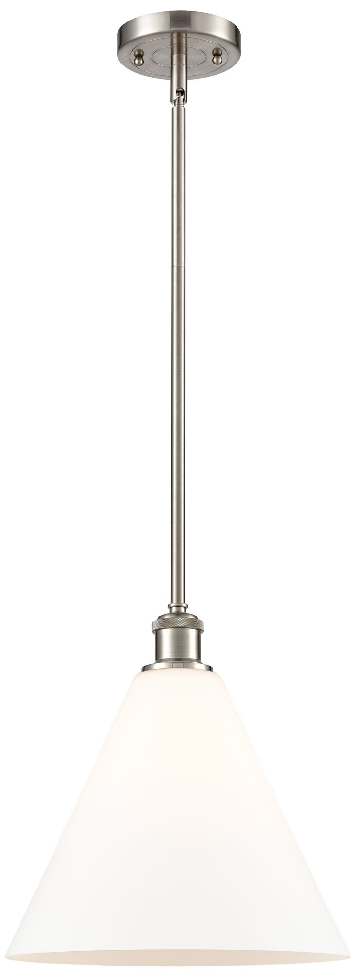 Berkshire 12" LED Mini Pendant - Brushed Satin Nickel - Matte White Sh