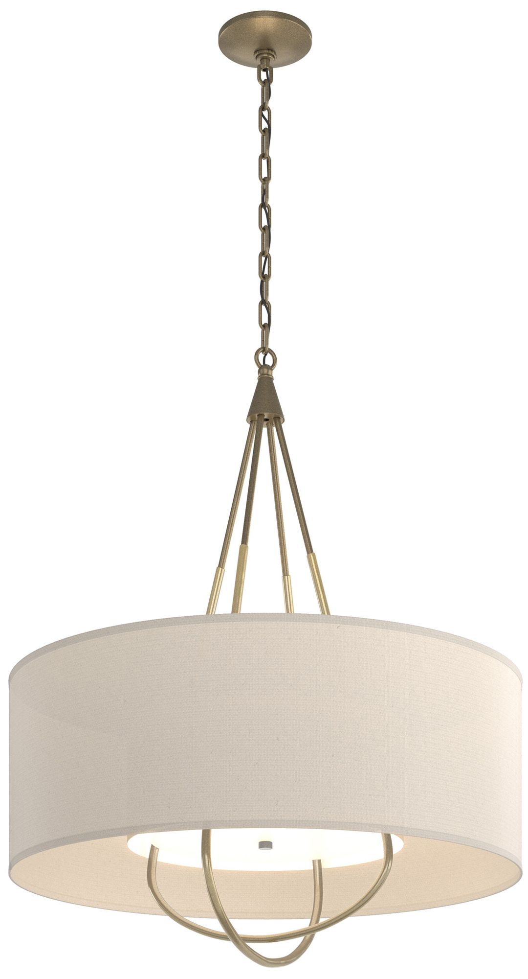 Loop Pendant - Gold - Modern Brass - Linen Shade