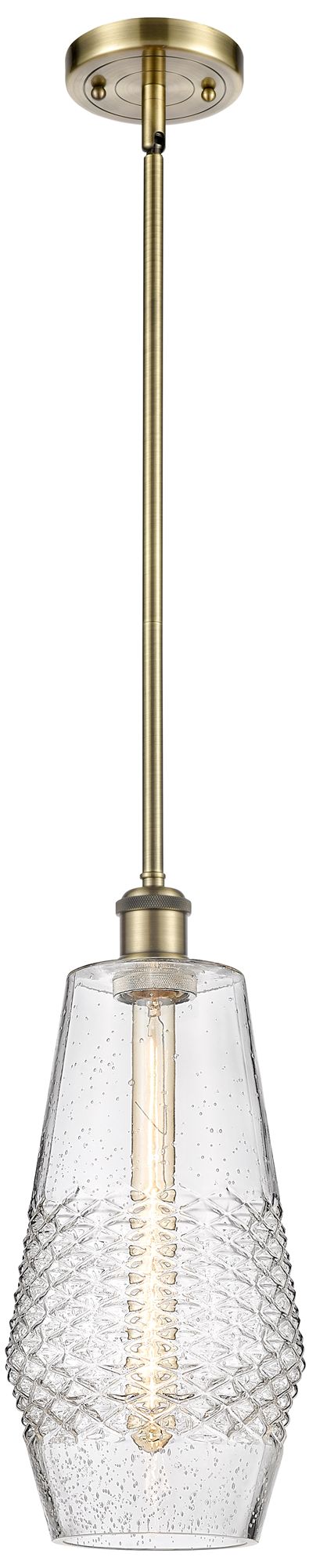 Windham 7" LED Mini Pendant - Antique Brass - Seedy Shade