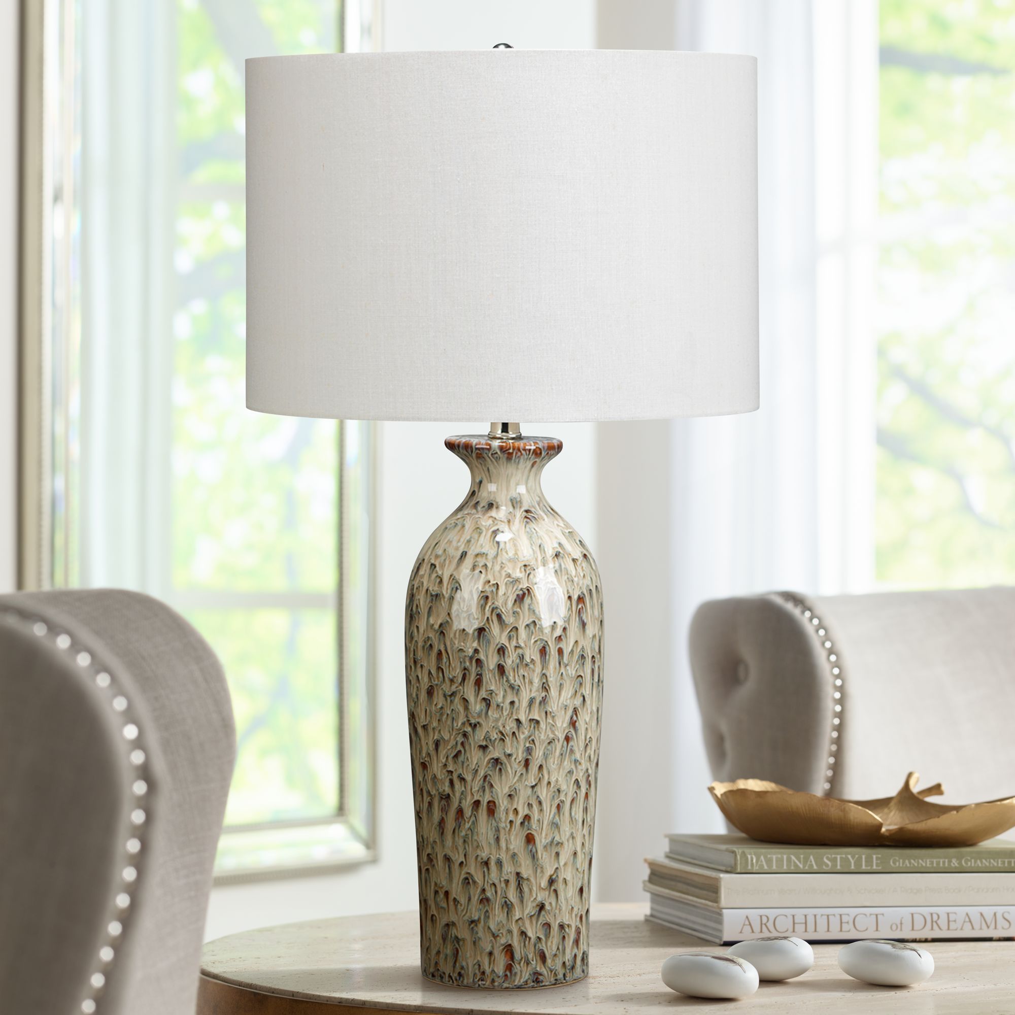 Jamie Young Nomad Brown Reactive Glaze Table Lamp