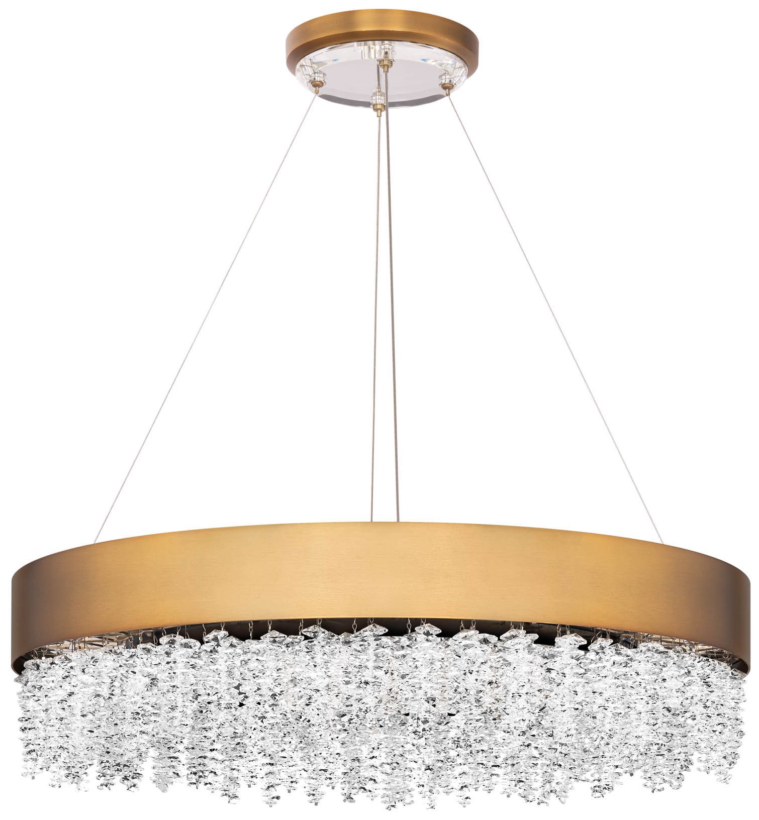 Soleil 7"H x 26"W 1-Light Crystal Pendant in Aged Brass