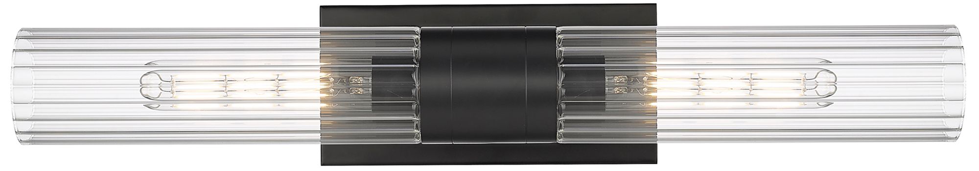 Empire 24.75" Wide 2 Light Matte Black Bath Light With Clear Shade