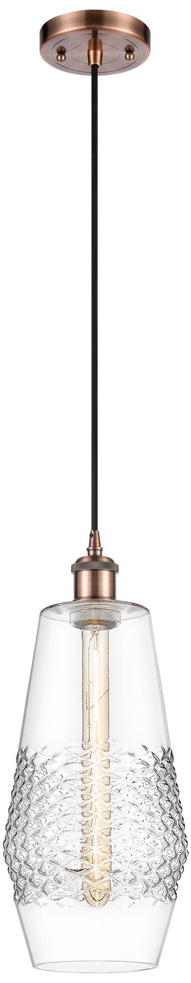 Windham 7" LED Mini Pendant - Antique Copper - Clear Shade