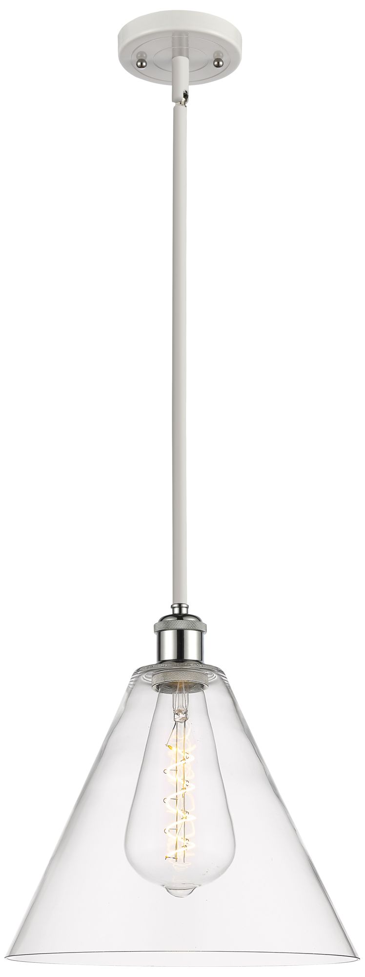 Berkshire 12" LED Mini Pendant - White and Polished Chrome - Clear Sha