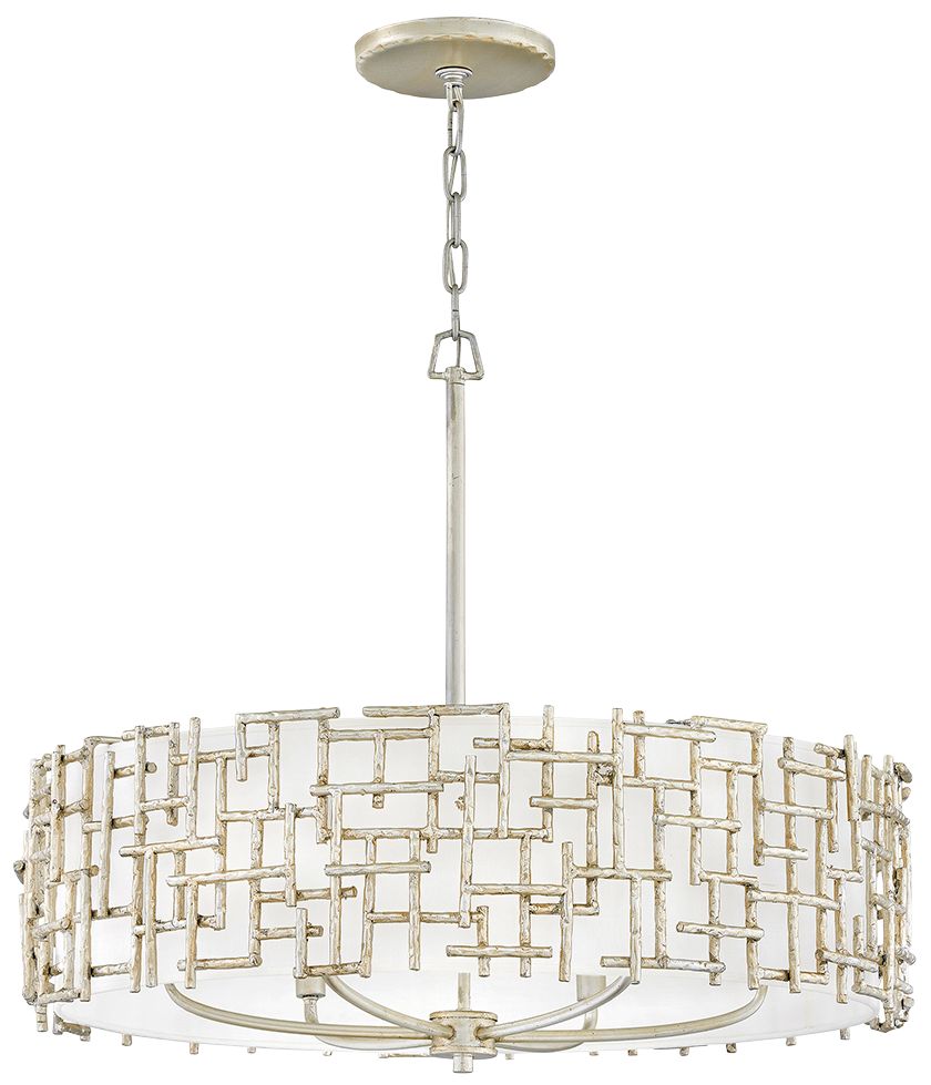 Chandelier Farrah-Medium Drum-Silver Leaf