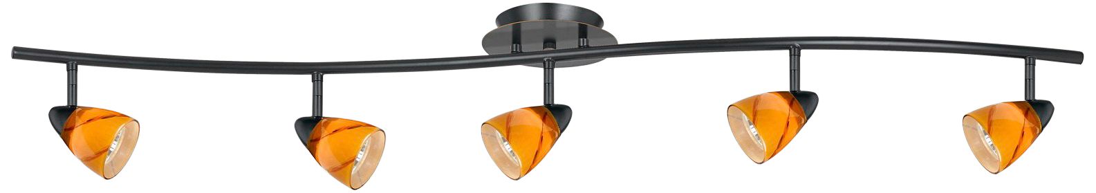 Serpentine 5-Light Dark Bronze and Yellow Track Fixture