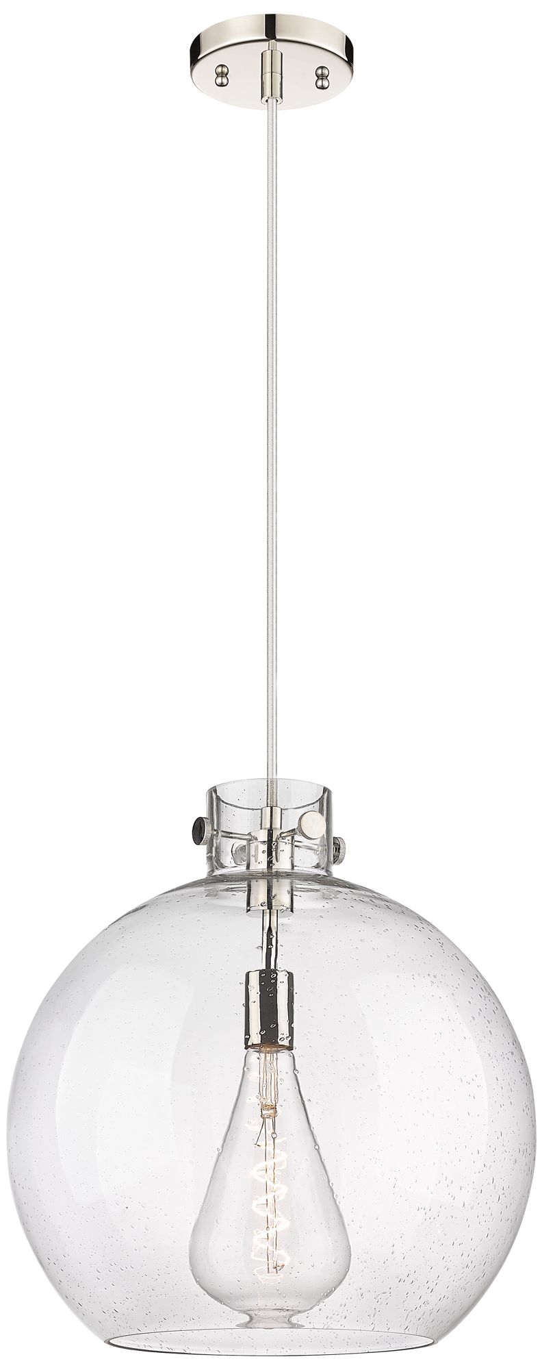 Newton Sphere 16" Wide Cord Hung Polished Nickel Pendant With Seedy Sh