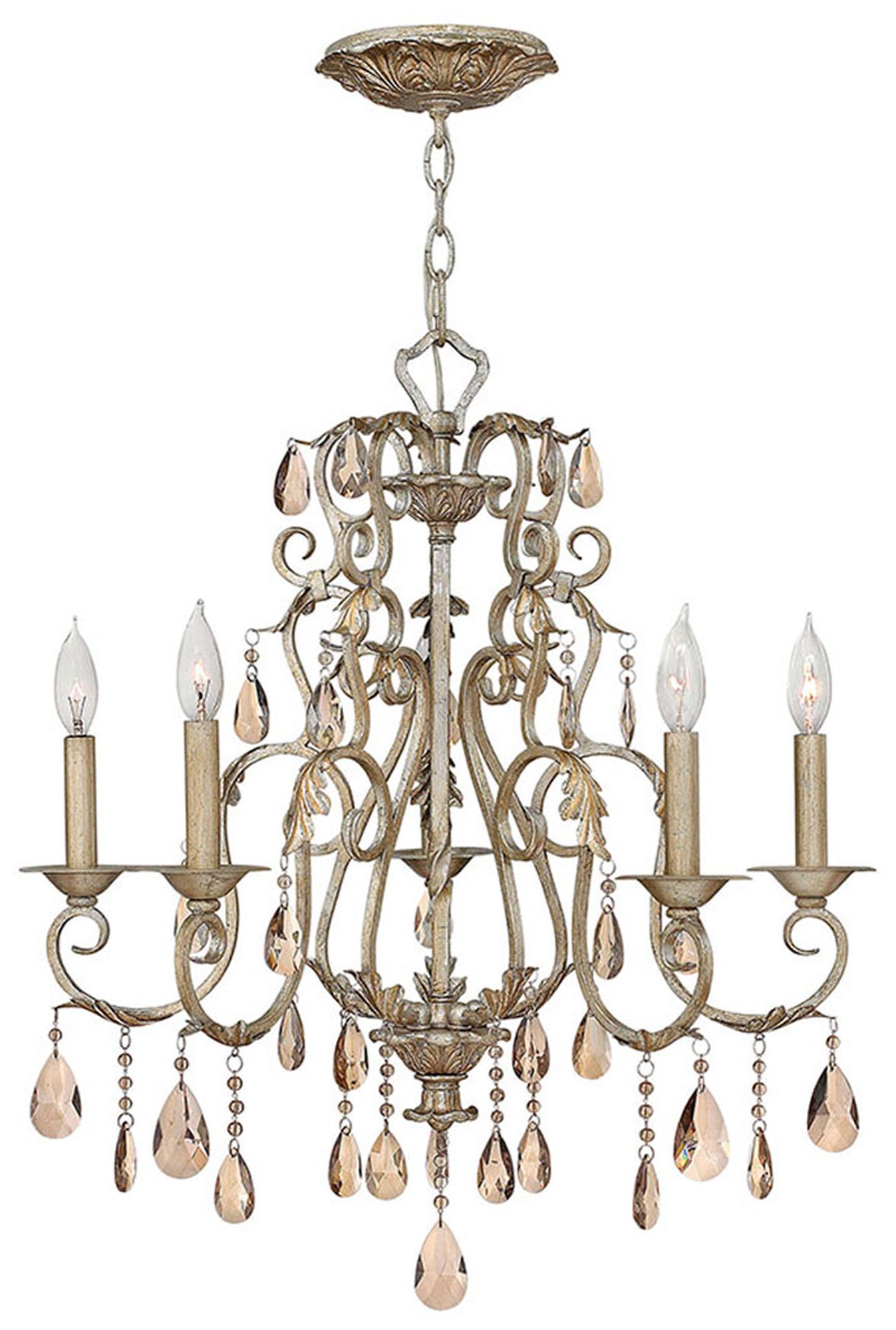 Hinkley Carlton 24" Wide Gold and Amber Crystal Traditional Chandelier