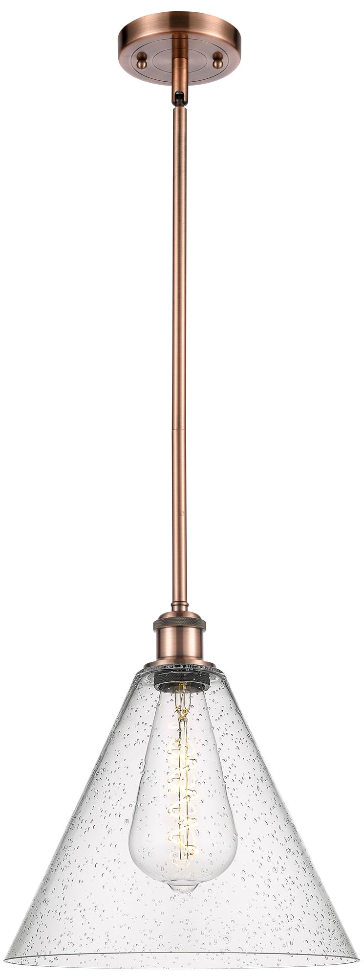 Berkshire 12" Mini Pendant - Antique Copper - Seedy Shade