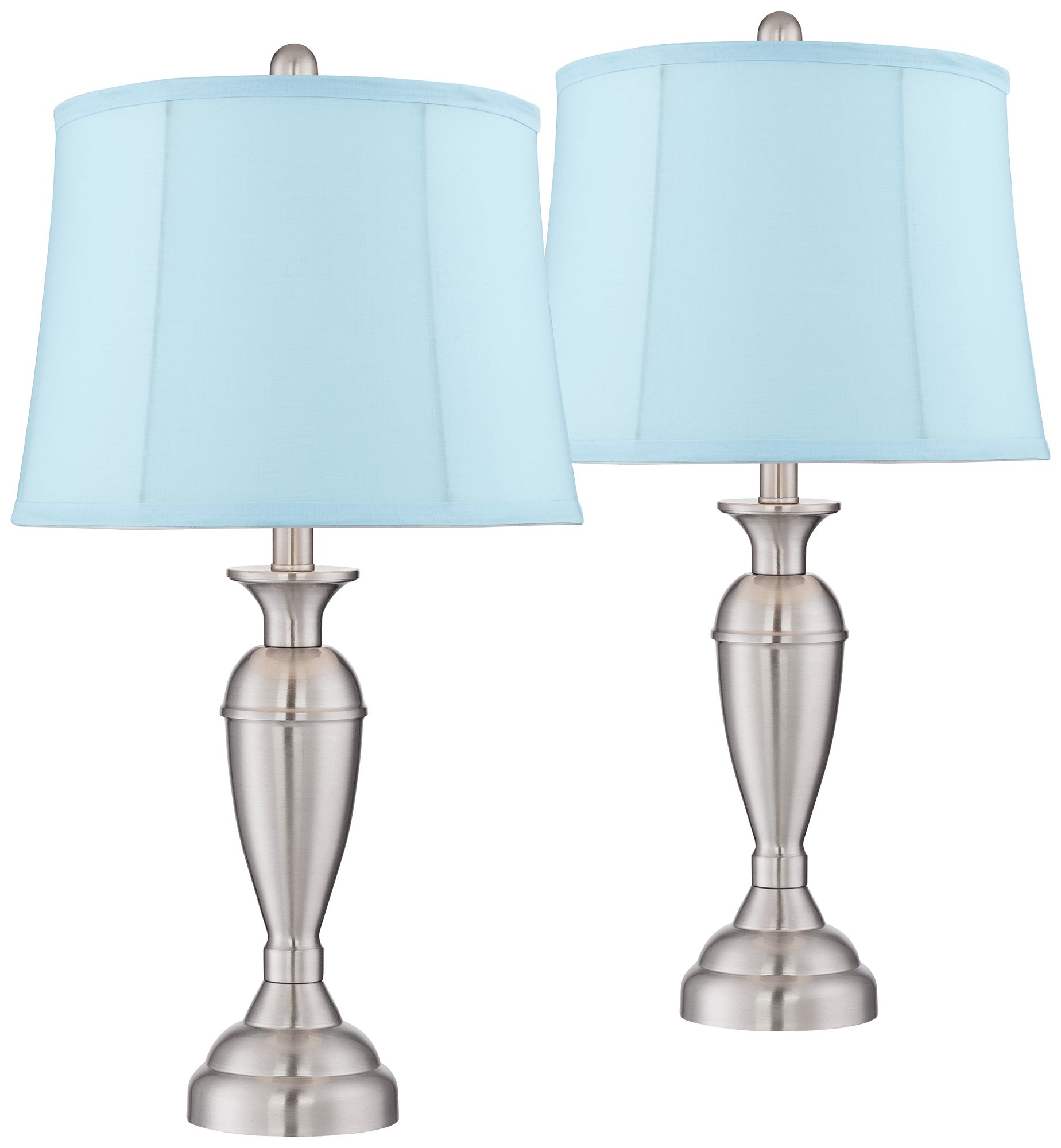 Blair Brushed Nickel Metal Blue Softback Table Lamps Set of 2