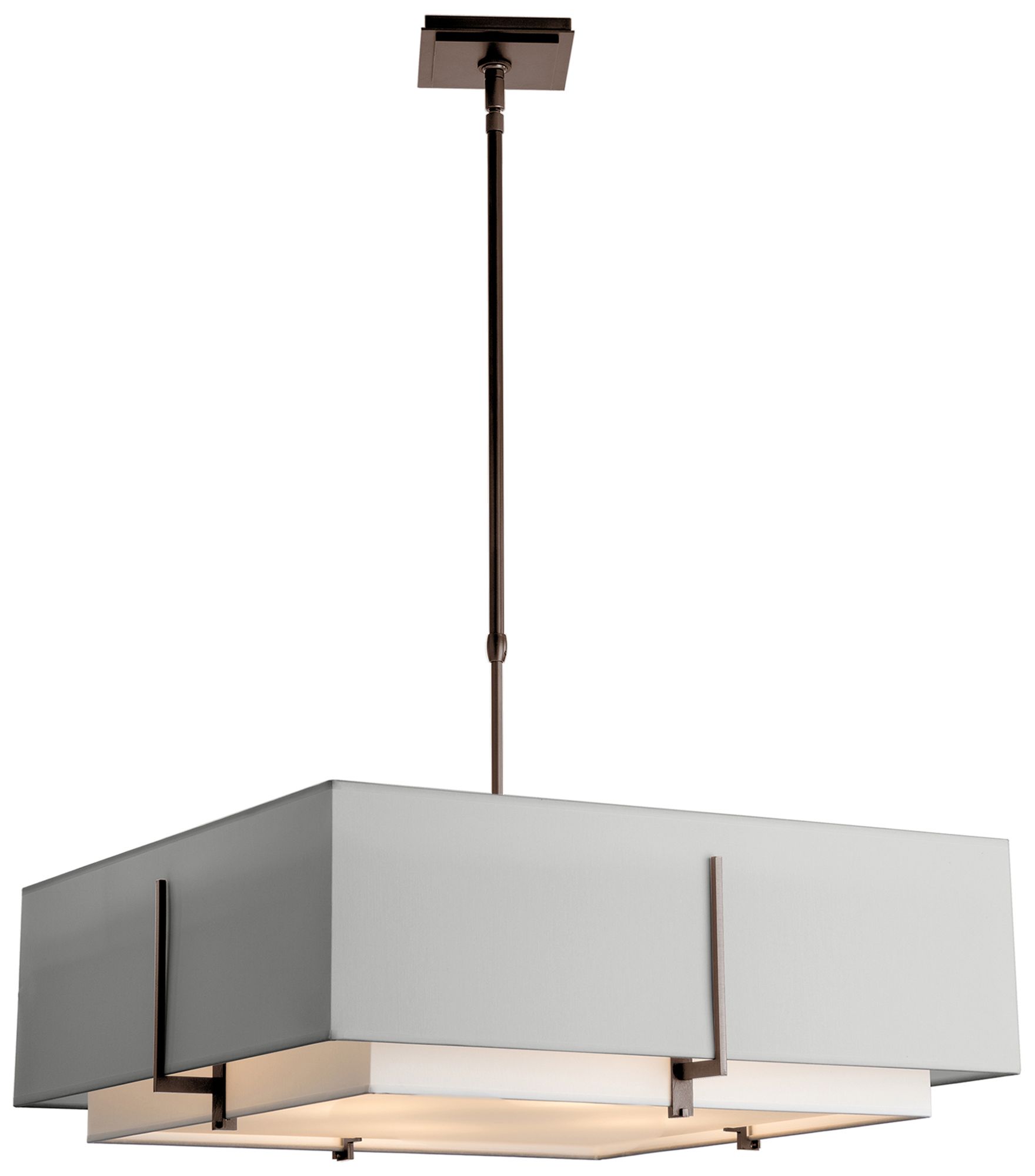 Exos Square Large Double Shade Pendant - Bronze - Natural Shades - Standard