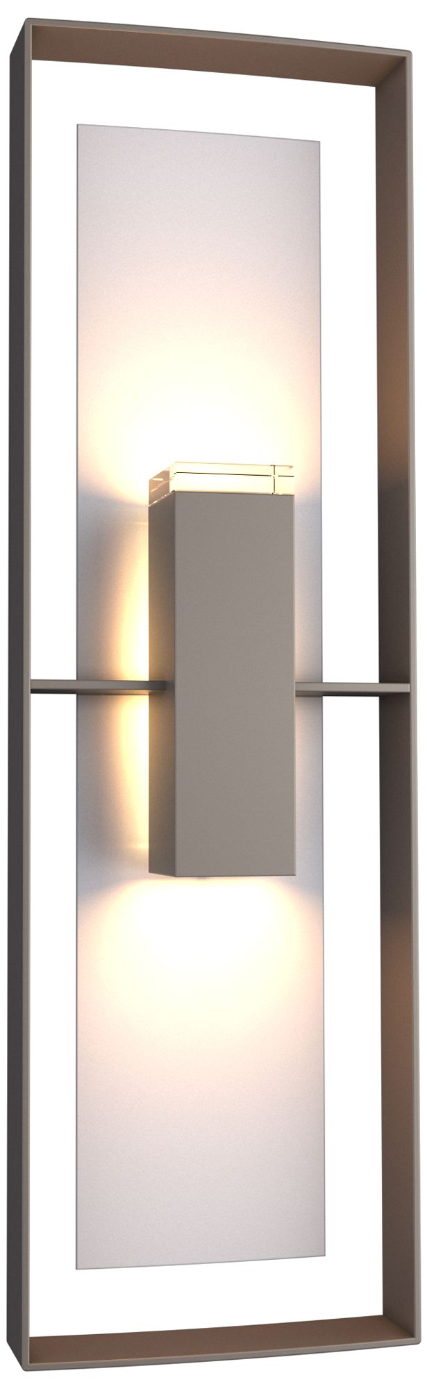 Shadow Box Tall Outdoor Sconce - Smoke Finish - Steel Accents - Clear Glass