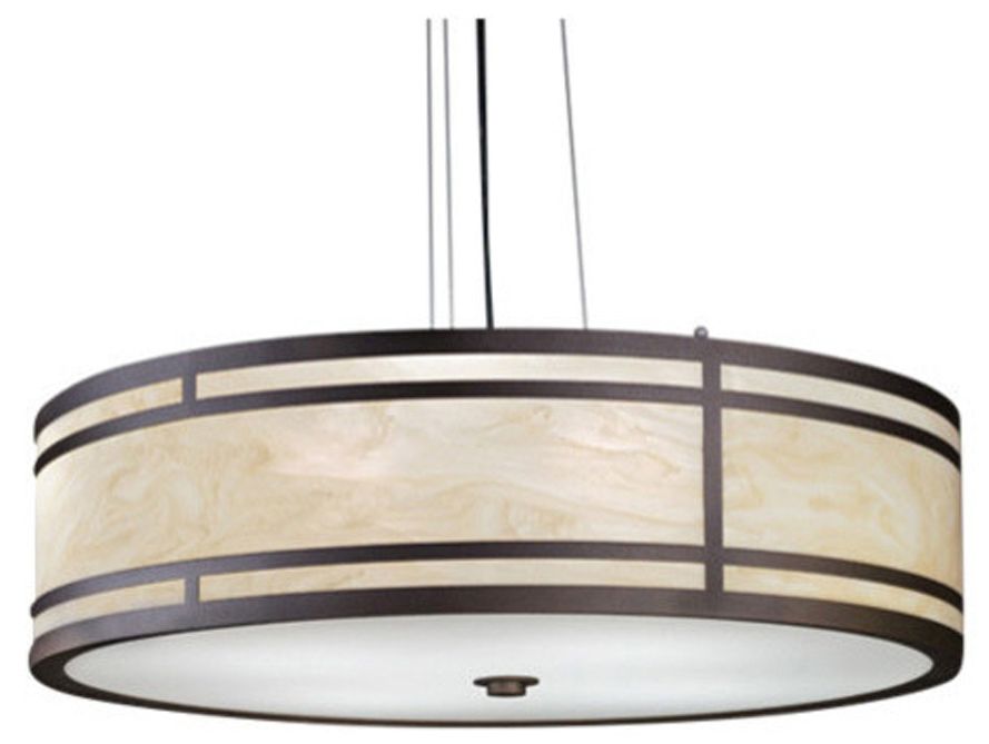 Tambour 24" Wide Empire Bronze and Caramel Onyx Pendant