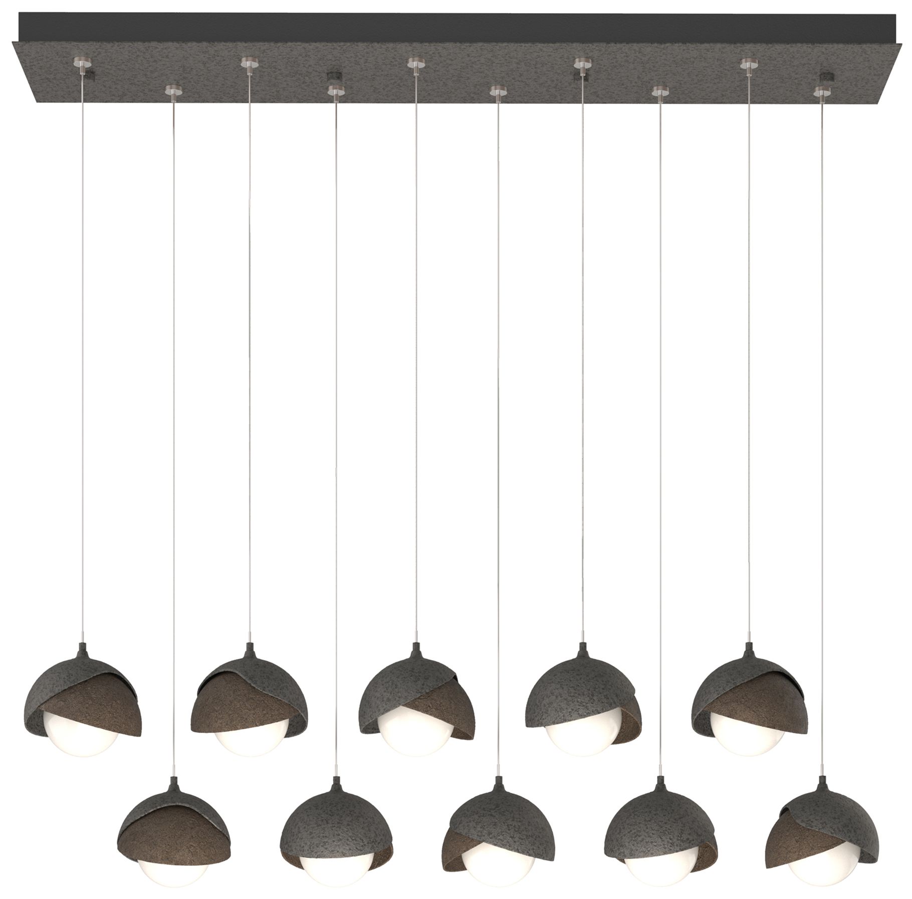 Brooklyn 44.5" Iron & Bronze Rectangular Long 2-Shade Pendant