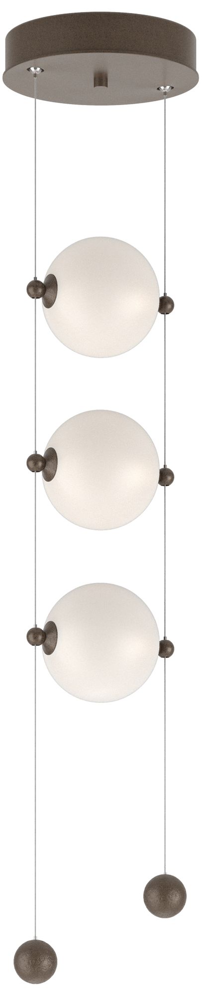 Abacus 8.8" Wide 3-Light Bronze Standard LED Pendant With Opal Glass S