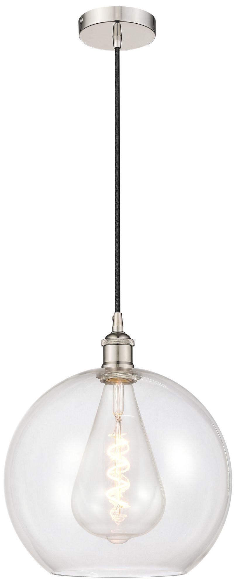 Athens 12" Polished Nickel Mini Pendant w/ Clear Shade