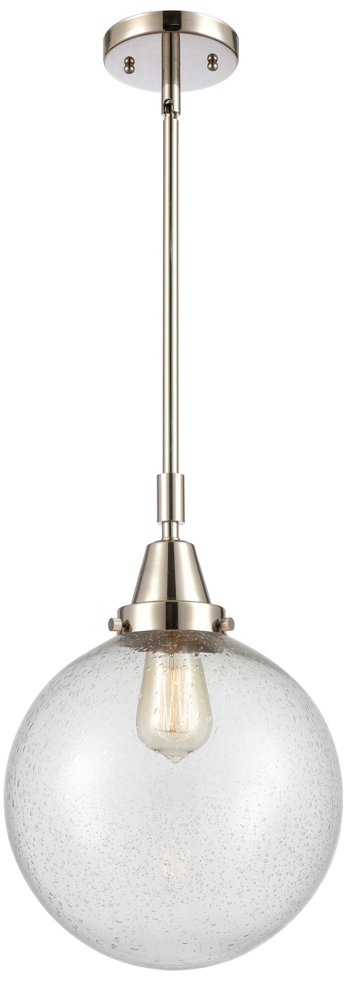 Caden Beacon 10" Wide Polished Nickel Stem Hung Mini Pendant w/ Seedy