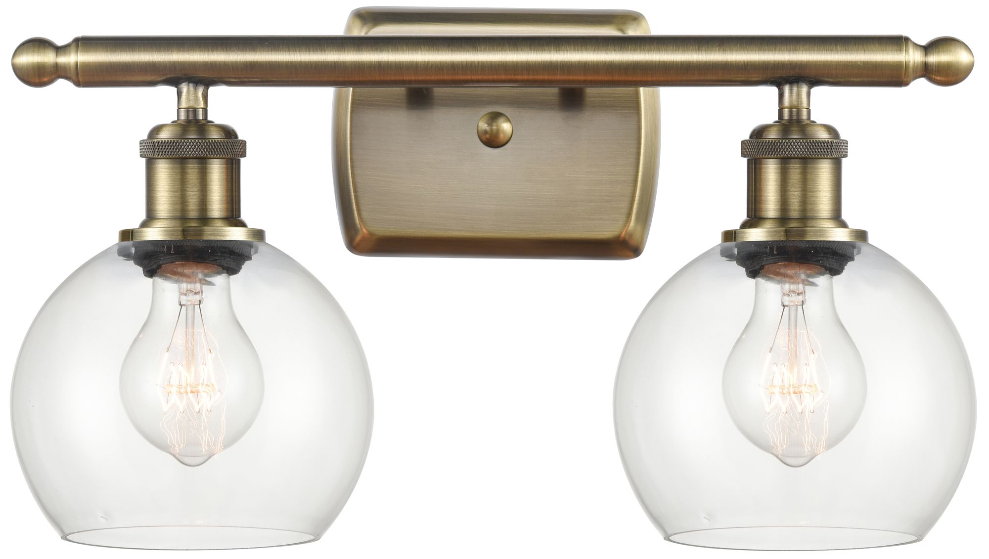 Athens 2 Light 16" Bath Light - Antique Brass - Clear Shade