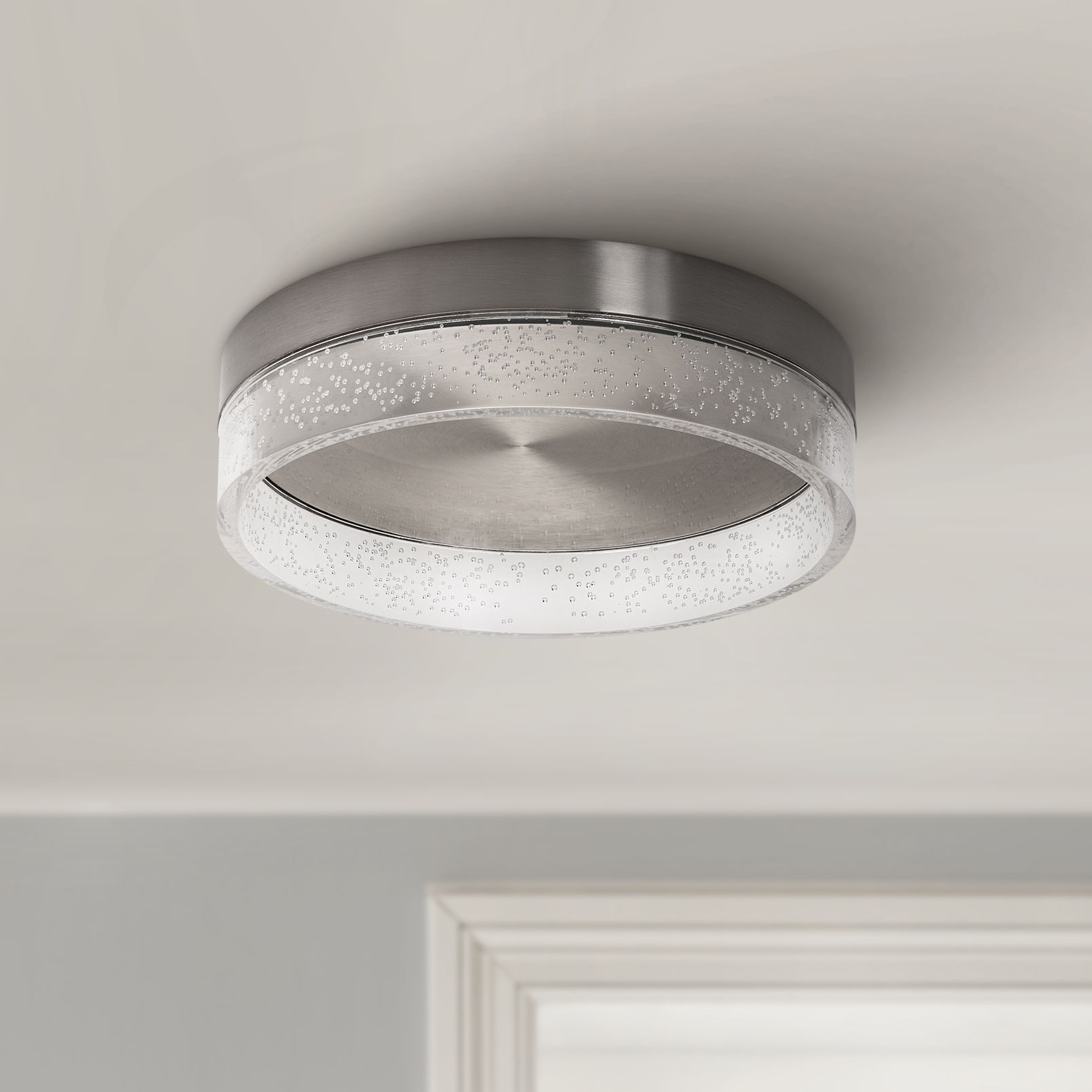 Maggie 11 3/4" Wide Round Satin Nickel LED Ceiling Light