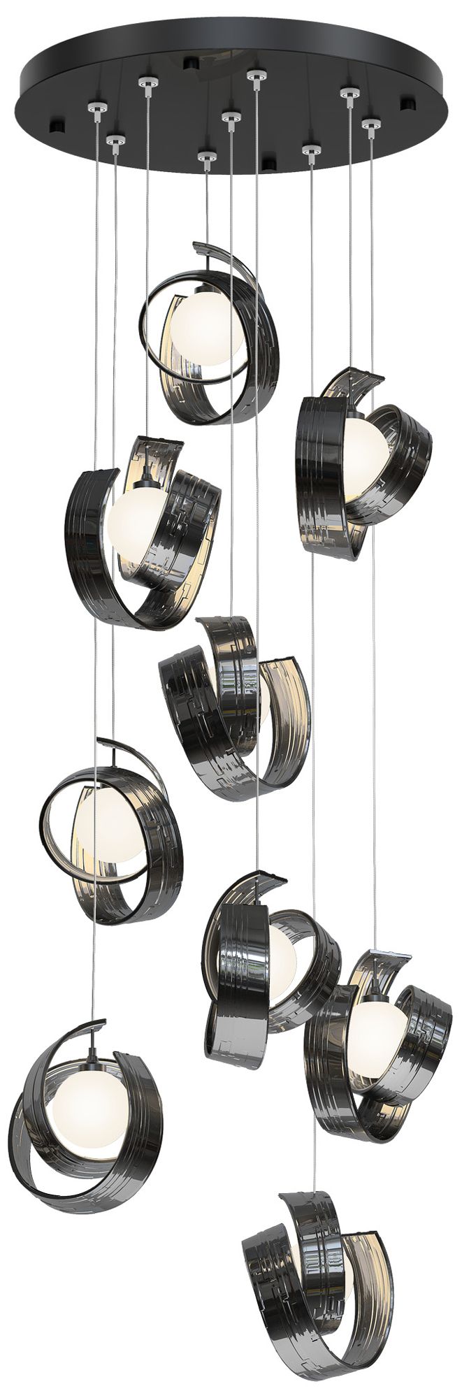 Riza 21.1" Wide 9-Light Ink Pendant With Opal Glass Shade