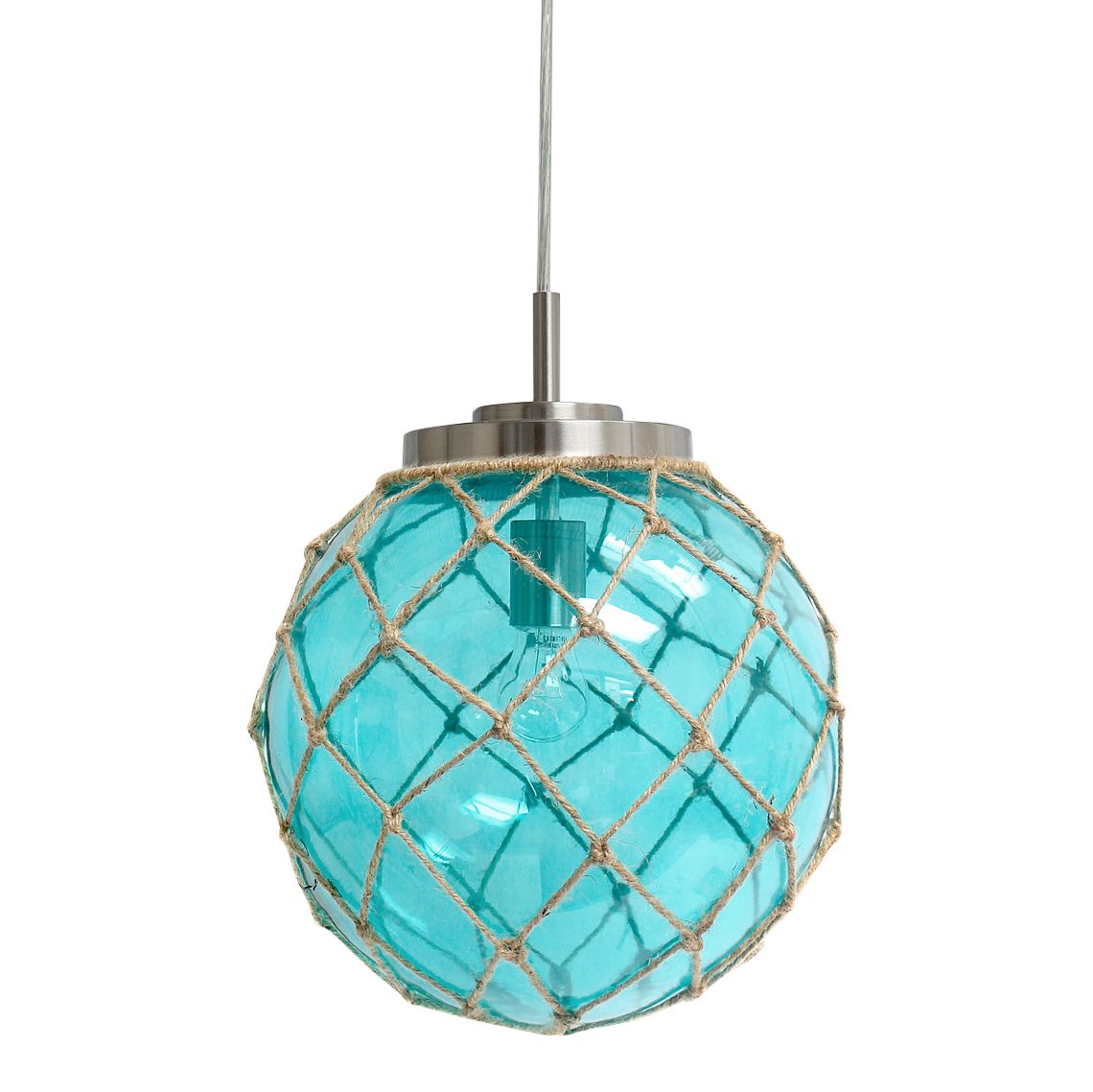 Buoy 12" Wide Brushed Nickel Mini Pendant with Aqua Shade