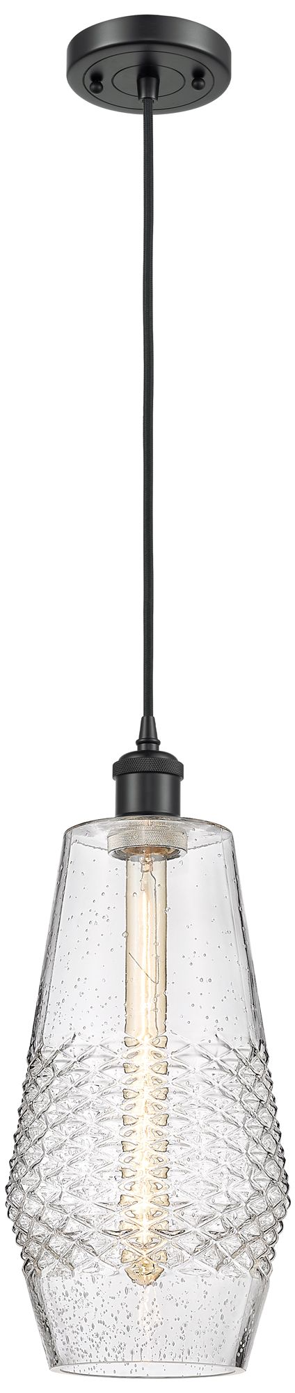 Windham 7" LED Mini Pendant - Matte Black - Seedy Shade