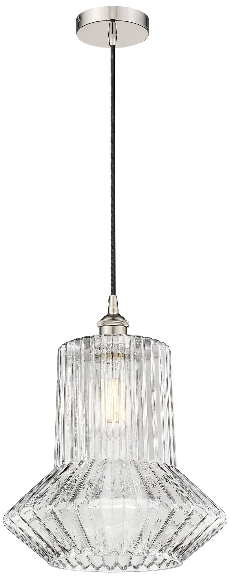Edison Springwater 12" Polished Nickel Corded Mini Pendant w/ Fluted S