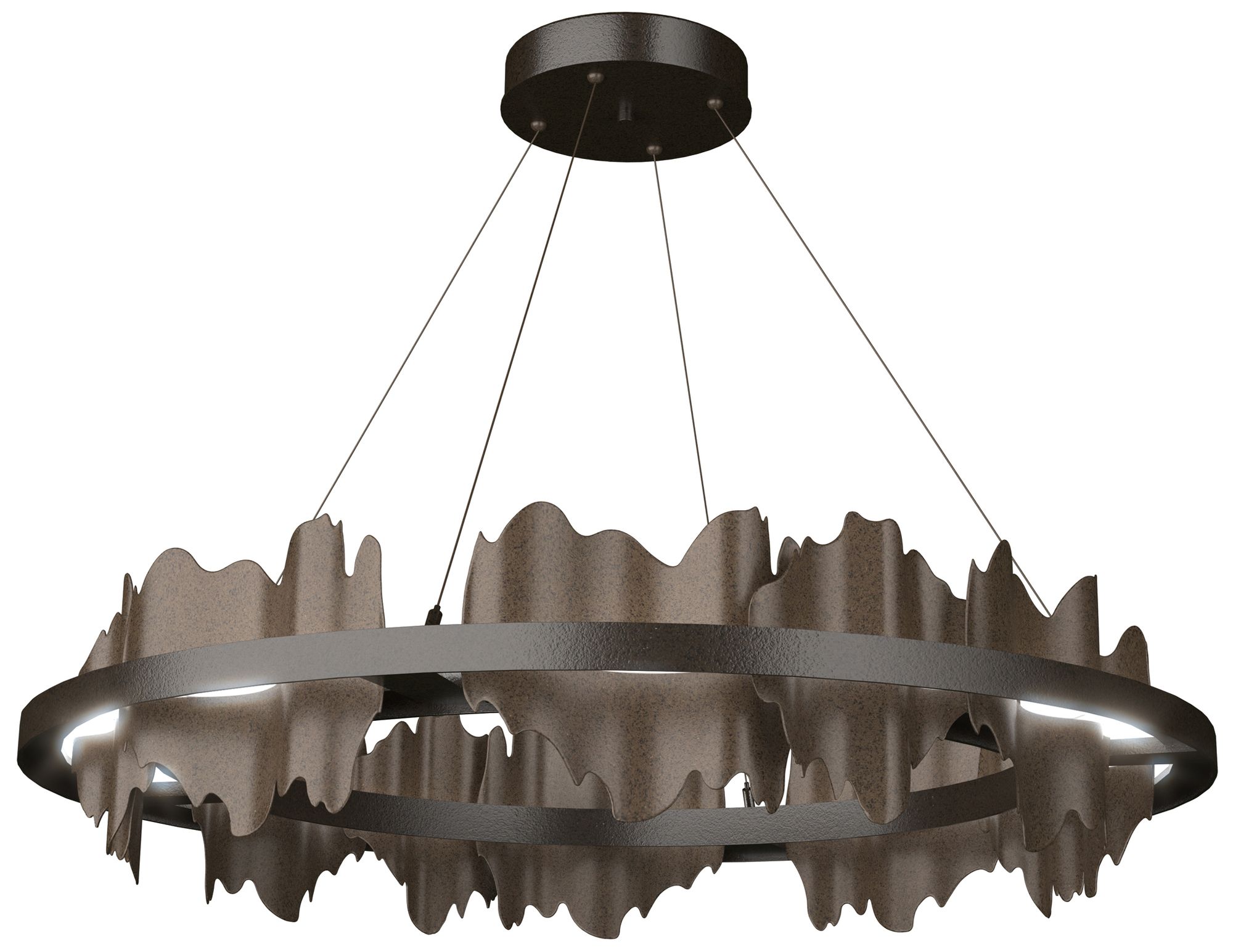 Hildene 38"W Bronze Accented Circular Oiled Bronze Standard LED Pendan