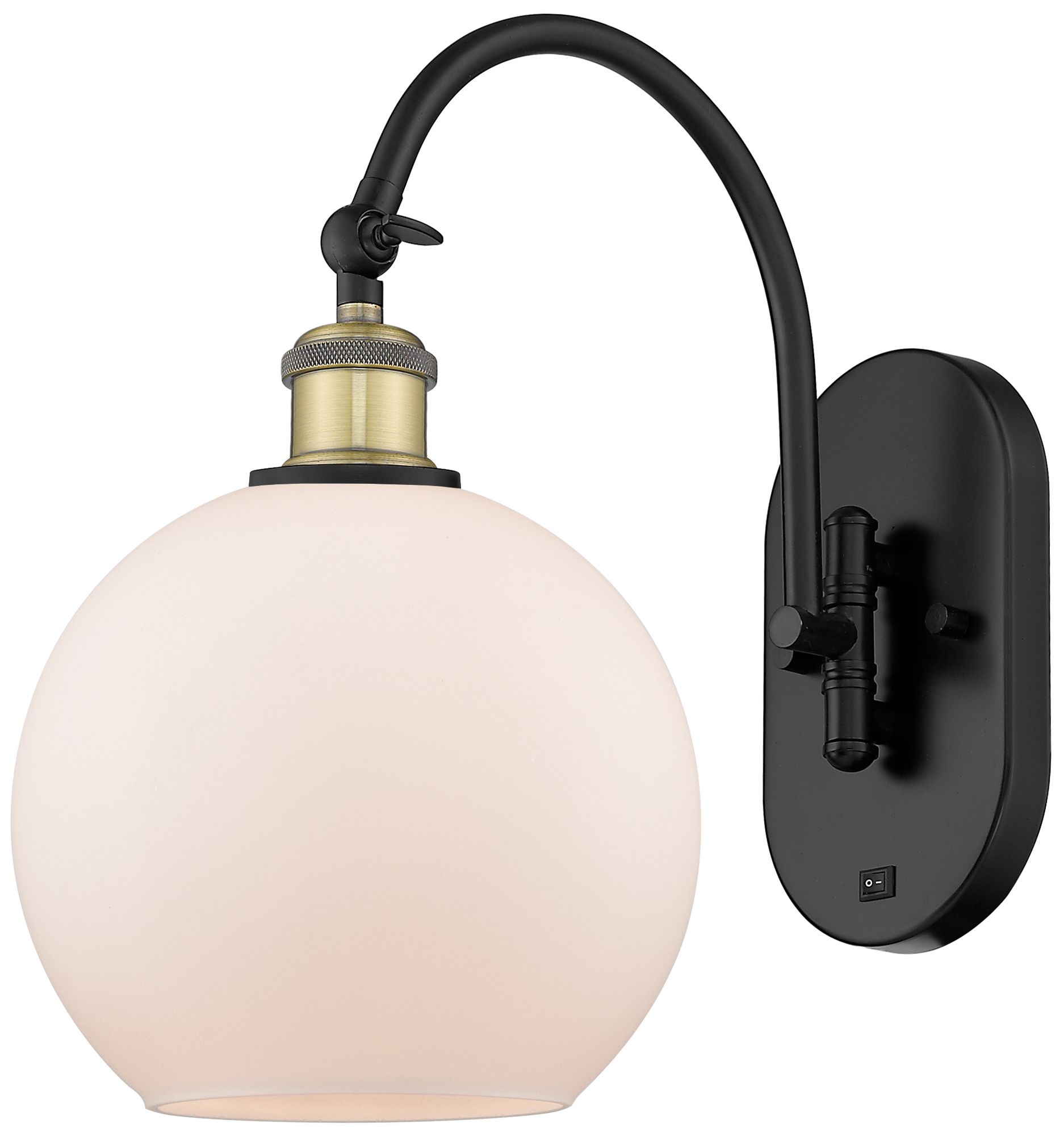 Ballston Athens 8" LED Sconce - Black Brass Finish - White Shade