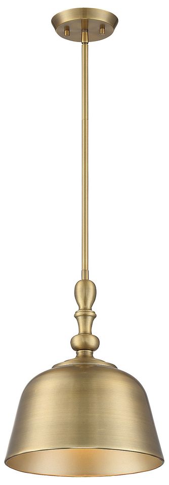 Savoy House Essentials Berg 12" Wide Warm Brass 1-Light Mini Pendant