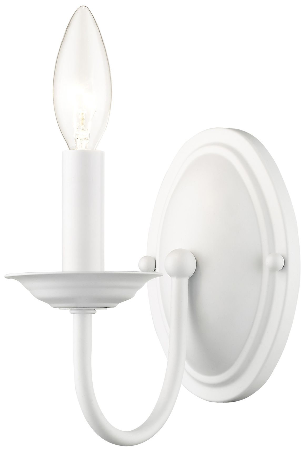 Home Basics 1 Light White Arm Wall Sconce